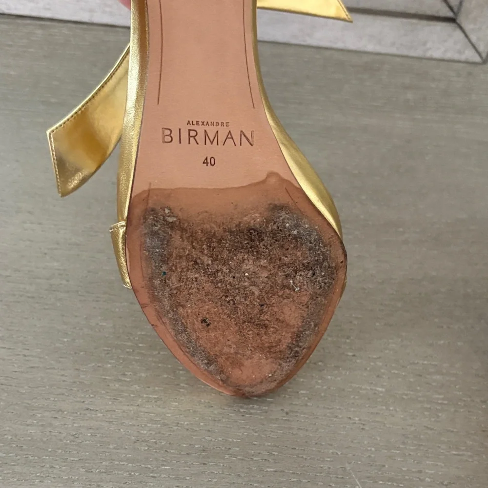 Alexandre Birman Clarita Gold Heels with Bow Accent - Picture 5 of 6